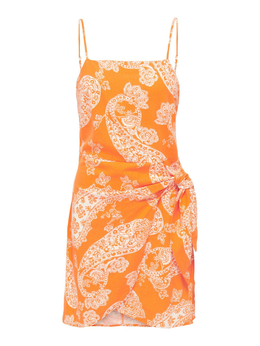 Kurzes Leinen-Kleid "gldCARO" in orange