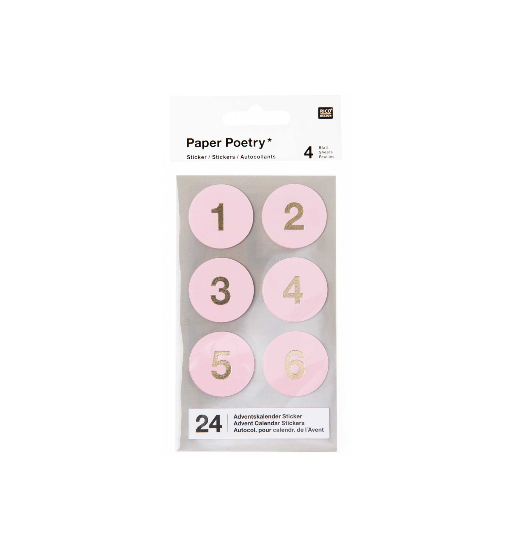 Rosafarbene Sticker "gldTWENTY-FOUR" für den Adventskalender