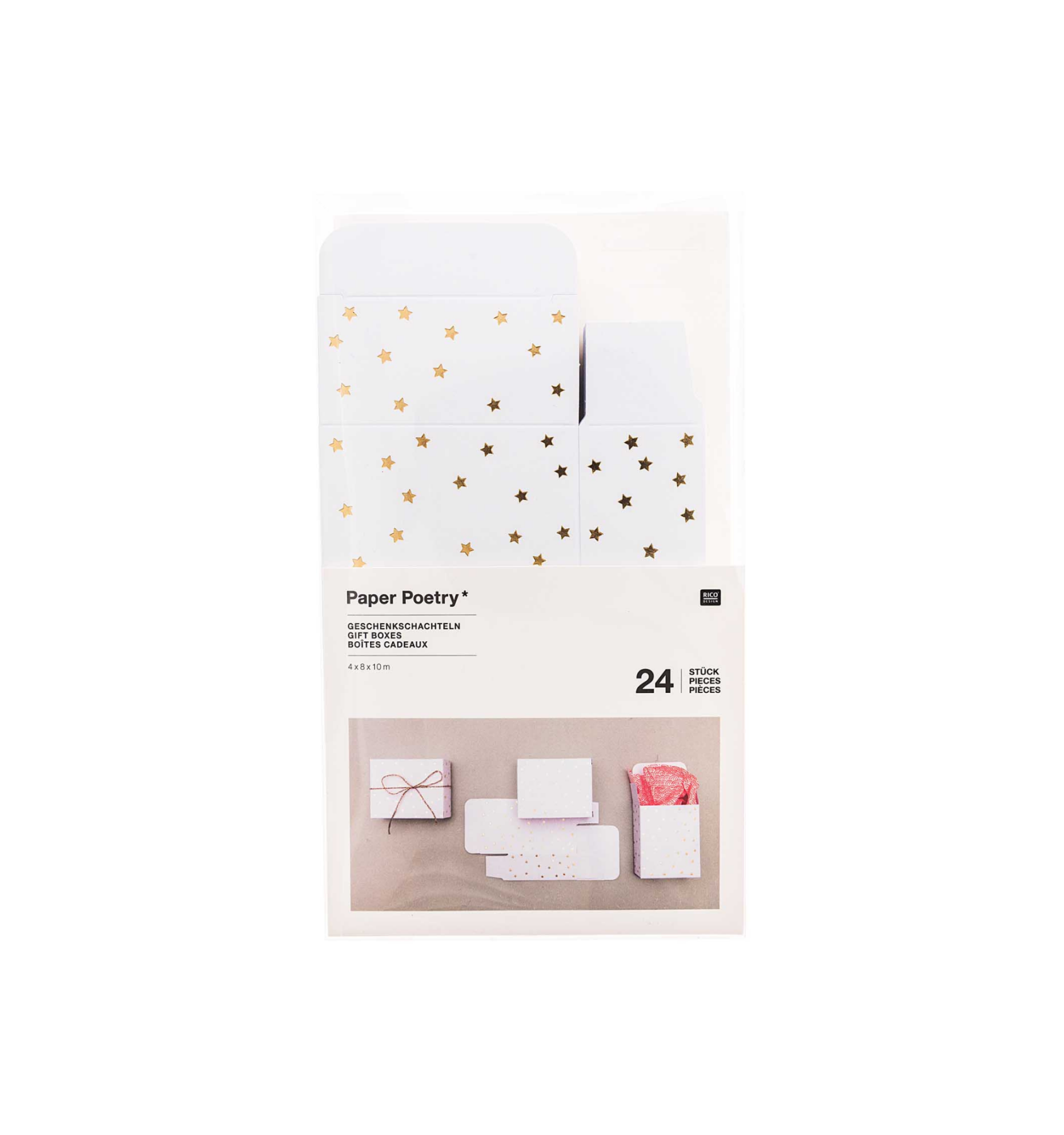 Adventskalender Boxen “gldSTELLA” in weiß mit goldenen Sternen