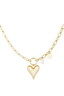 Charmhalskette "gldKATJA" in gold mit Herz und Perle