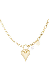 Charmhalskette "gldKATJA" in gold mit Herz und Perle