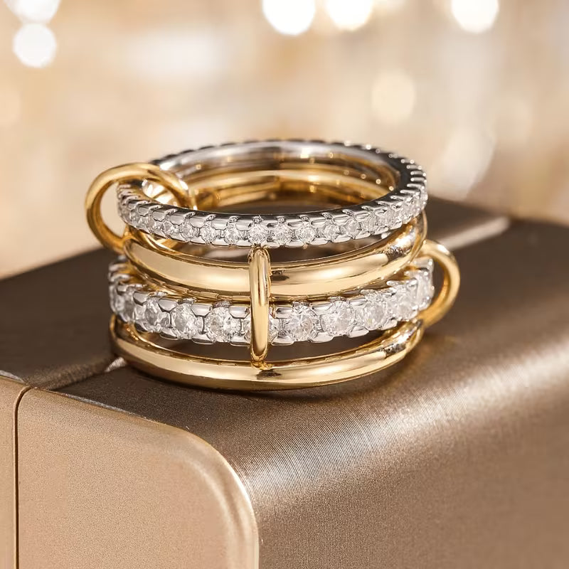 Steckring "gldGINEVRA" in gold mit Steinchen