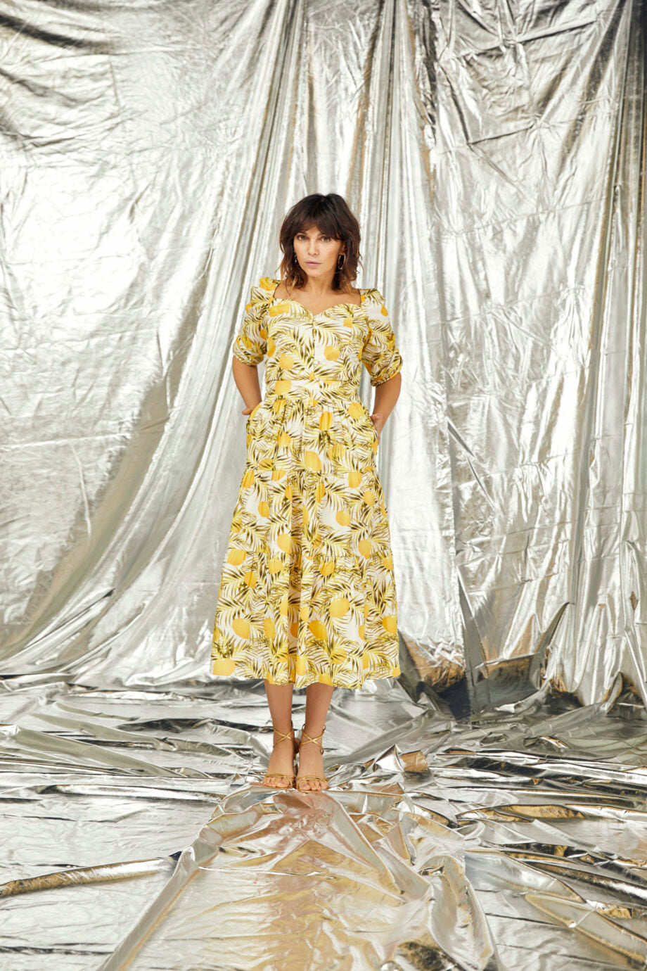 Bluse mit Zitronenprint "gldJENNY" aus Bio-Baumwolle