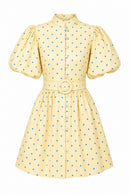 Kleid "gldCECILIA" mit Polka-Dots in gelb