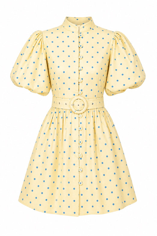 Kleid "gldCECILIA" mit Polka-Dots in gelb