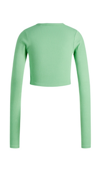 Gecropptes Langarmshirt "gldFELINE" in grün