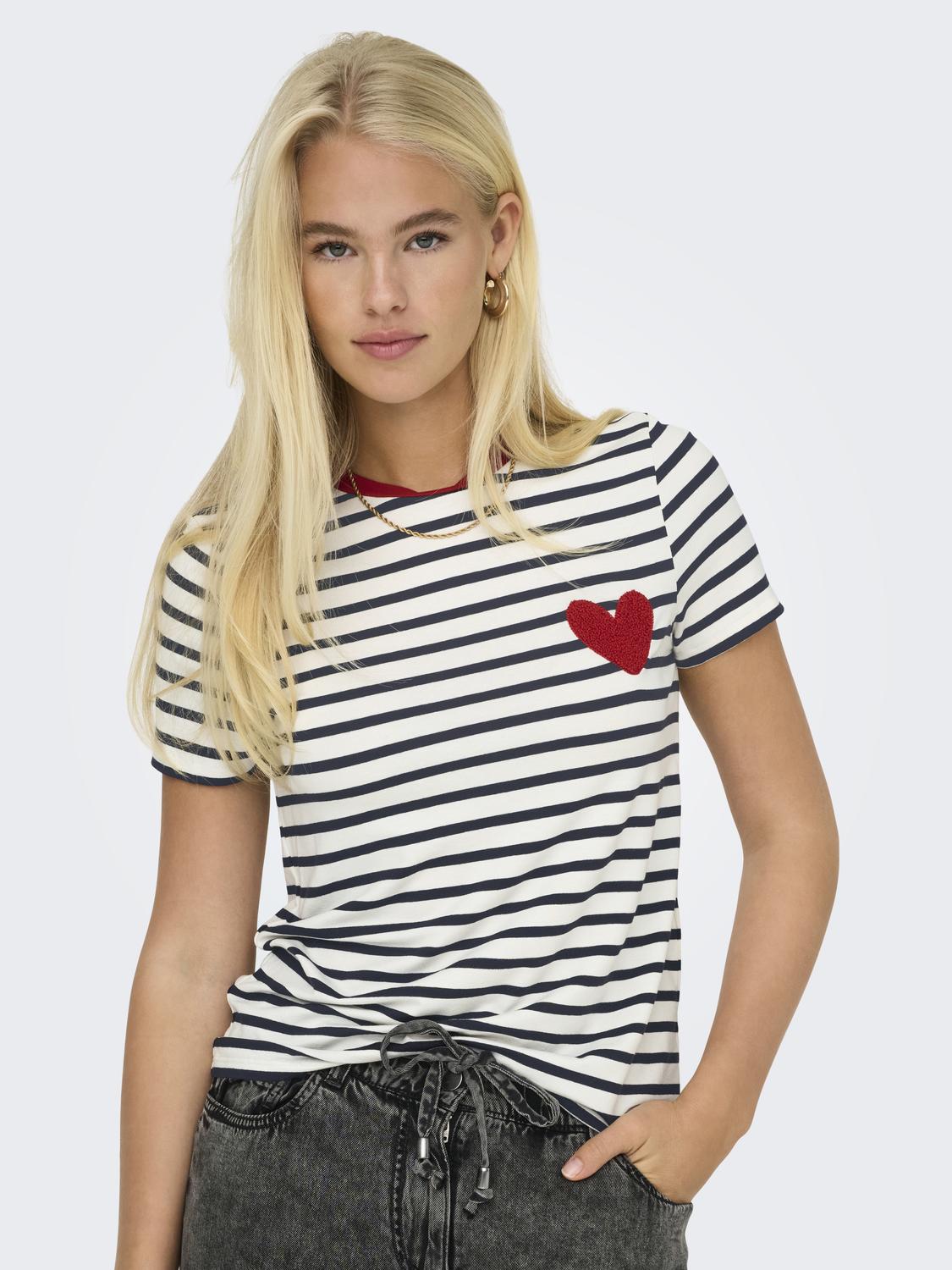 Viskose-T-Shirt "gldHEART" in Cloud Dancer