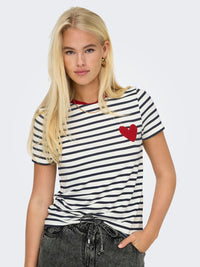 Viskose-T-Shirt "gldHEART" in Cloud Dancer