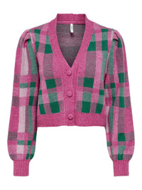 Strickjacke mit Jacquard-Muster "gldKELLY" in Pink Flambé