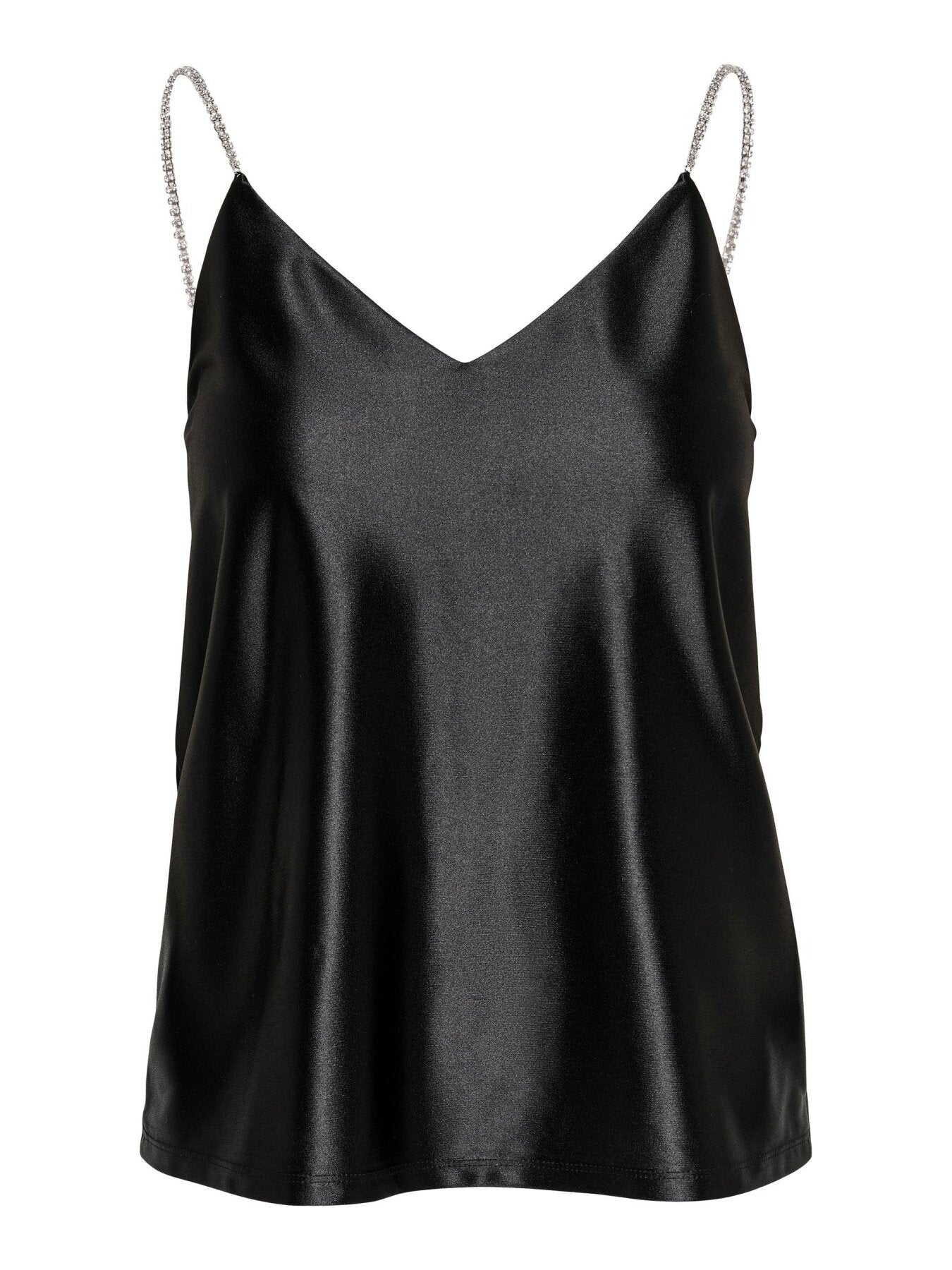 Top mit Glitzerträgern "gldSUSAN" in Black