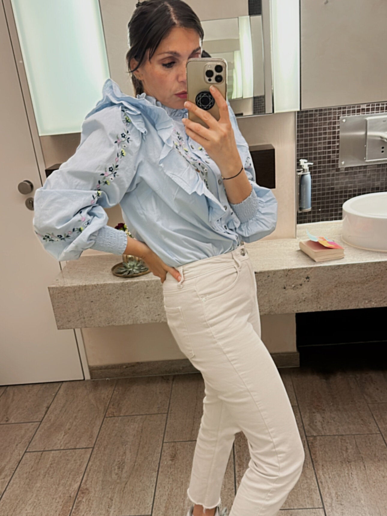 High Waist Jeans "gldEMILY" in ecru