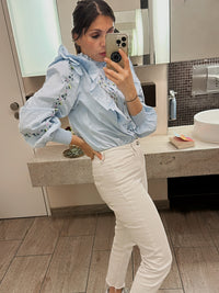 High Waist Jeans "gldEMILY" in ecru