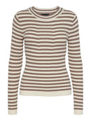 Langärmliges geripptes Top "gldCRISTA" in beige/weiß