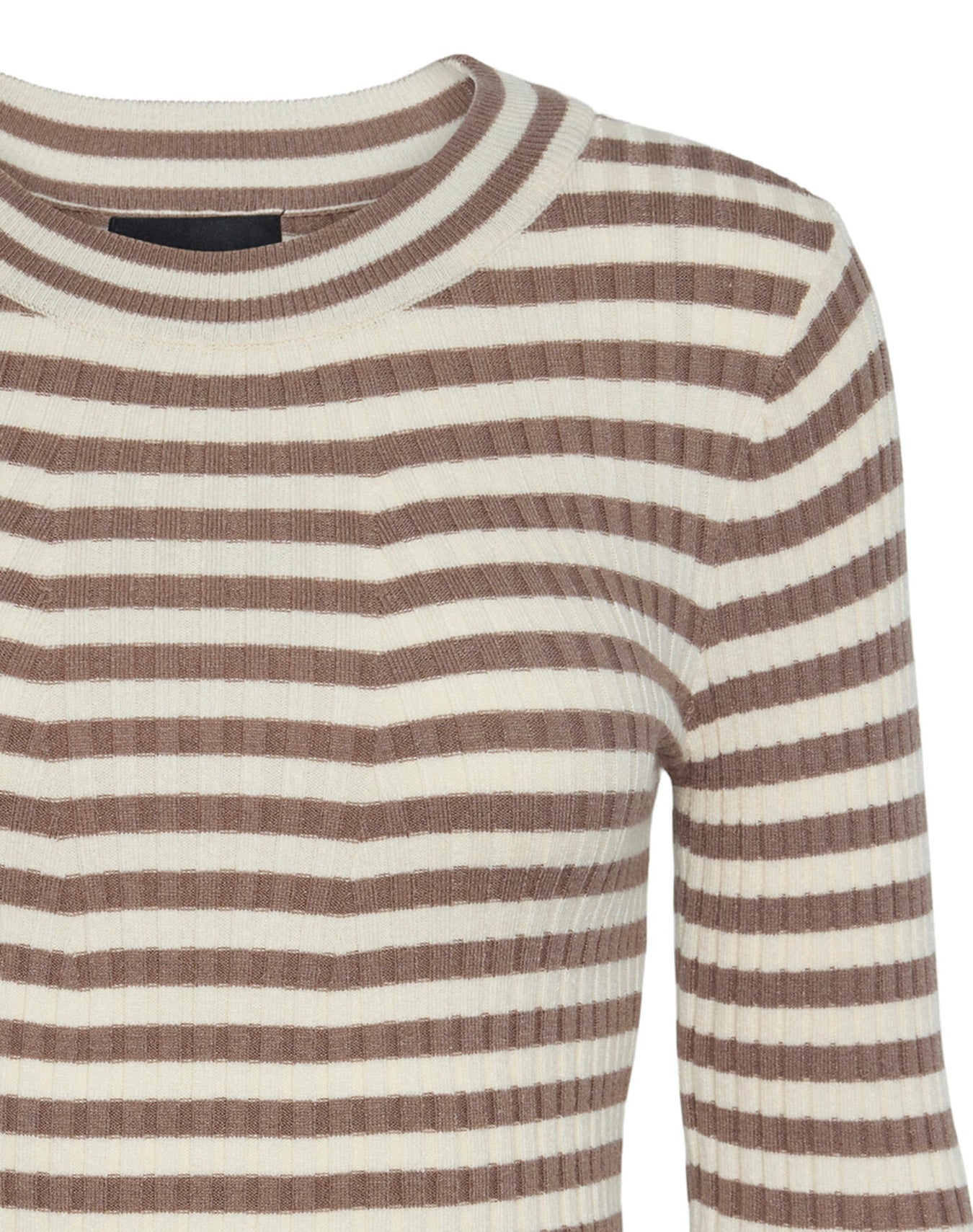 Langärmliges geripptes Top "gldCRISTA" in beige/weiß