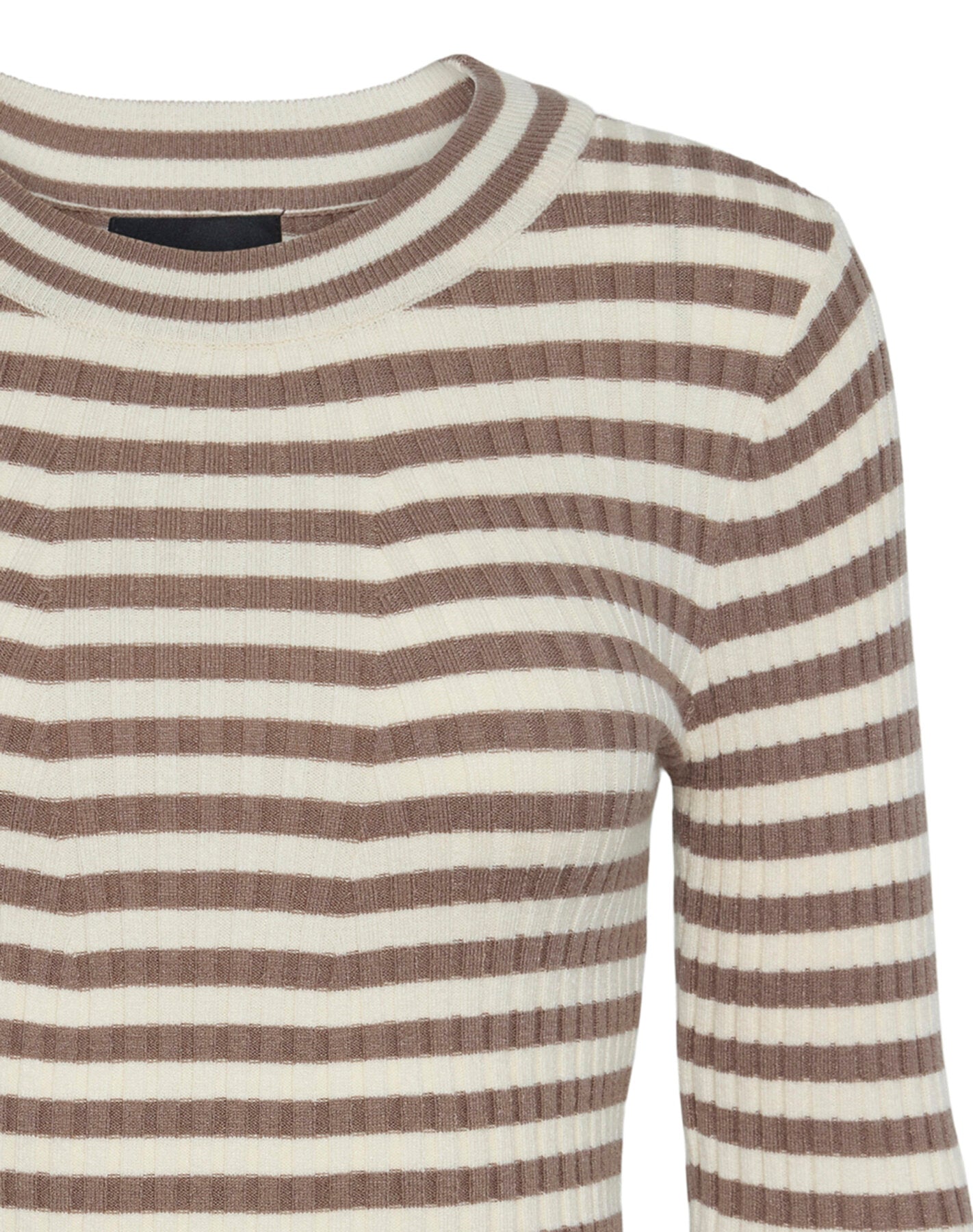 Langärmliges geripptes Top "gldCRISTA" in beige/weiß