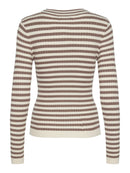 Langärmliges geripptes Top "gldCRISTA" in beige/weiß