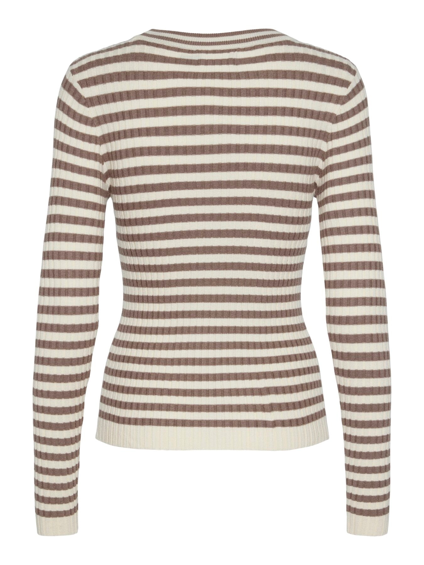 Langärmliges geripptes Top "gldCRISTA" in beige/weiß