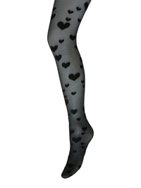 Schwarze Strumpfhose "gldPOLLY" mit Herzen