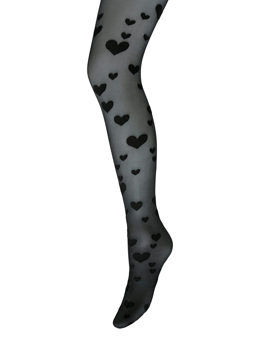 Schwarze Strumpfhose "gldPOLLY" mit Herzen