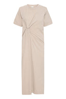 Langes Baumwollkleid "gldOVULA" in Taupe