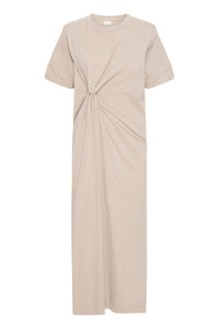 Langes Baumwollkleid "gldOVULA" in Taupe