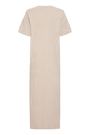 Langes Baumwollkleid "gldOVULA" in Taupe