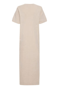 Langes Baumwollkleid "gldOVULA" in Taupe