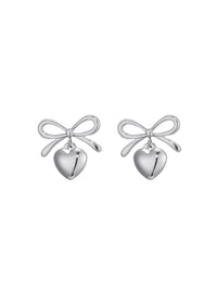 Ohrringe "gldASTRID" mit süßer Schleife und Herzchen in silber