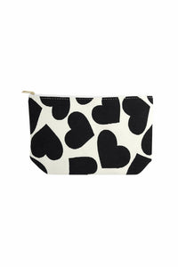 Makeup Tasche "gldELENA" mit Herzchen in schwarz/weiß