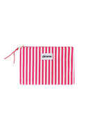 Flache Make-up-Bag "gldSTRIPES" in pink/weiß
