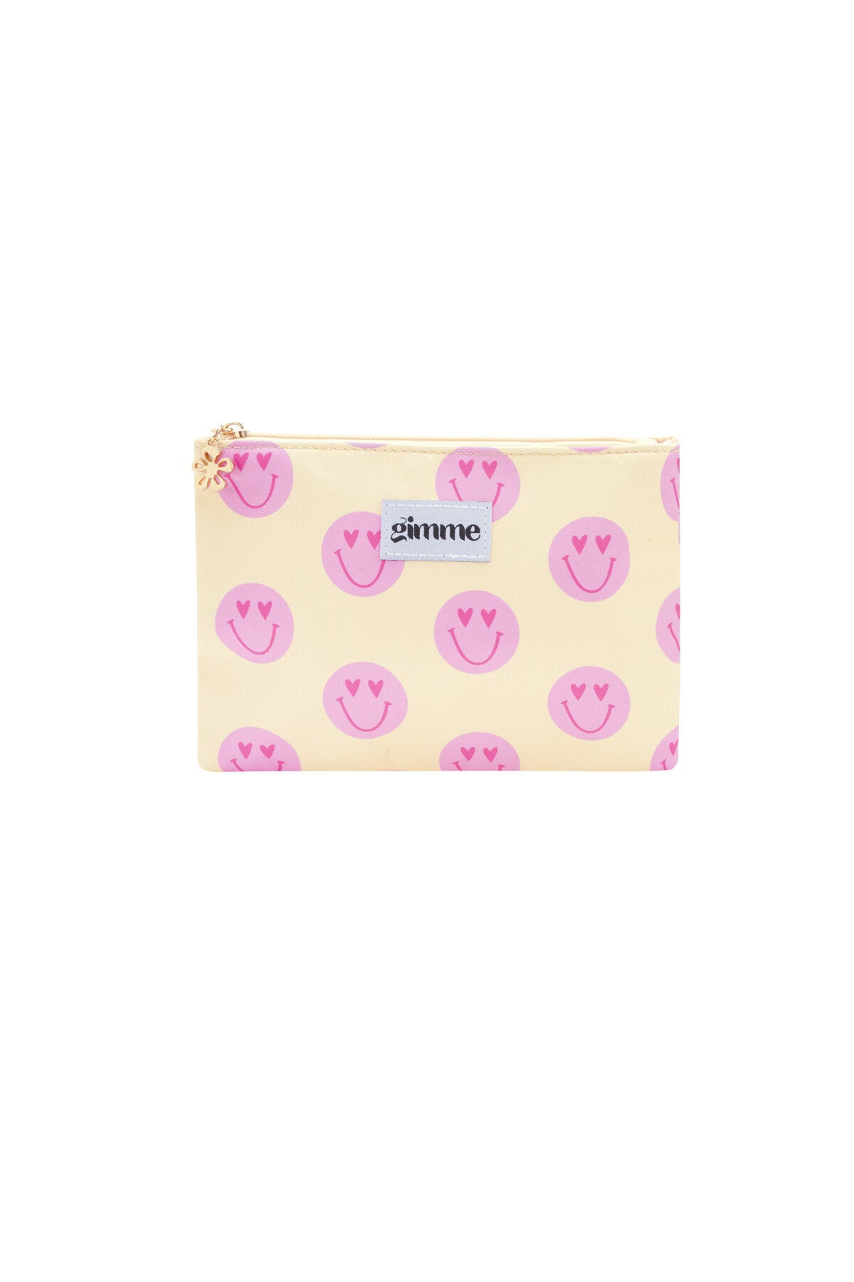 Flache Make-up-Bag "gldSTRIPES" mit Smileys