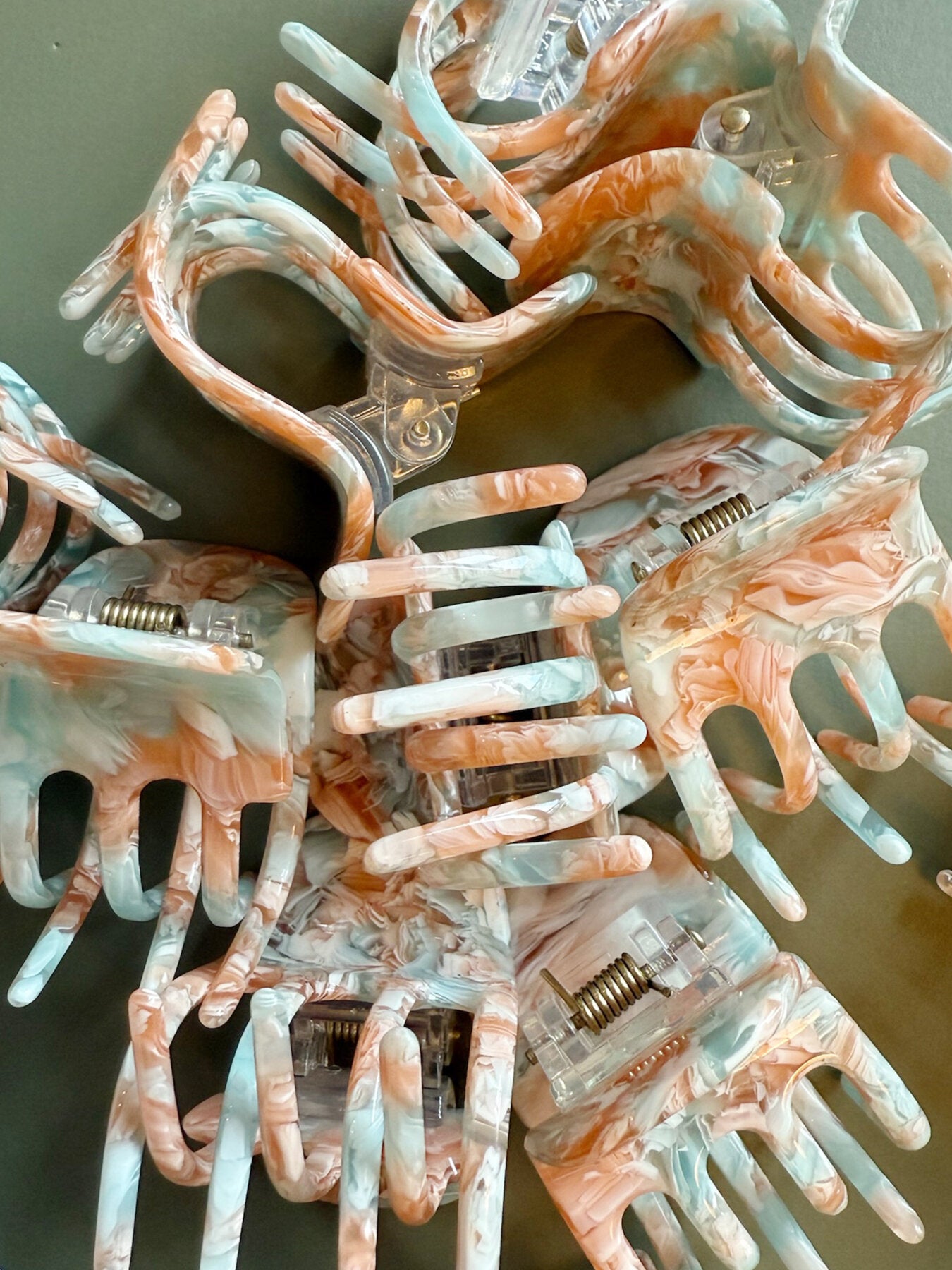 Haarspange "gldSOPHIA" in grün/lachs