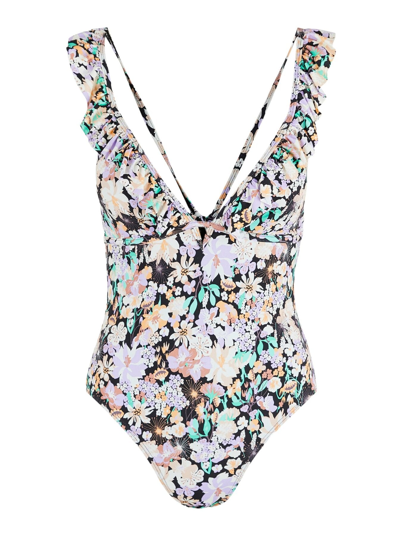 Badeanzug "gldVADA" mit Blumenprint und Rüschendetails Black/ Multi Flow