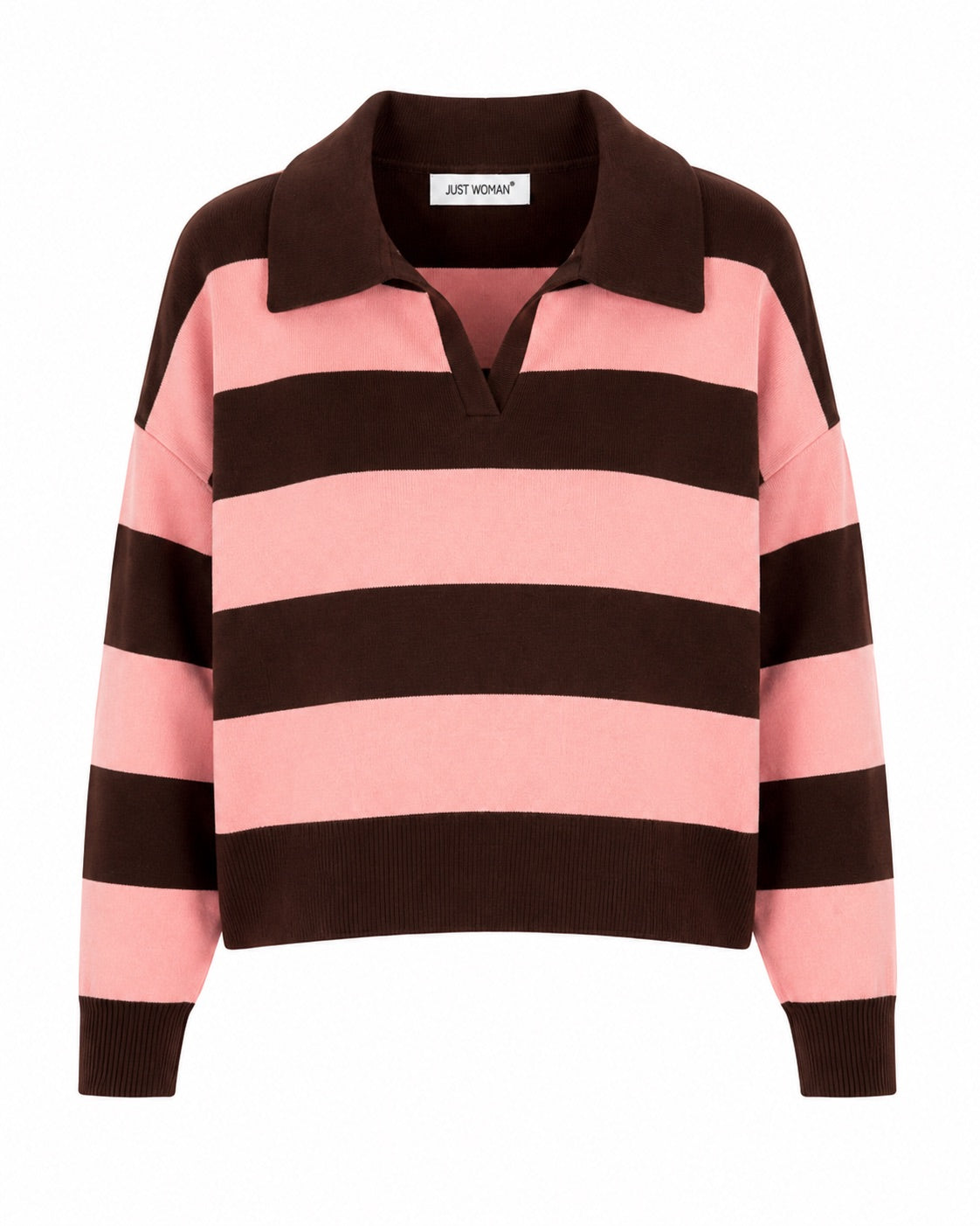 Pullover "gldCLAUDIA" mit Polokragen in rosa braun
