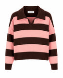 Pullover "gldCLAUDIA" mit Polokragen in rosa braun