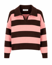 Pullover "gldCLAUDIA" mit Polokragen in rosa braun