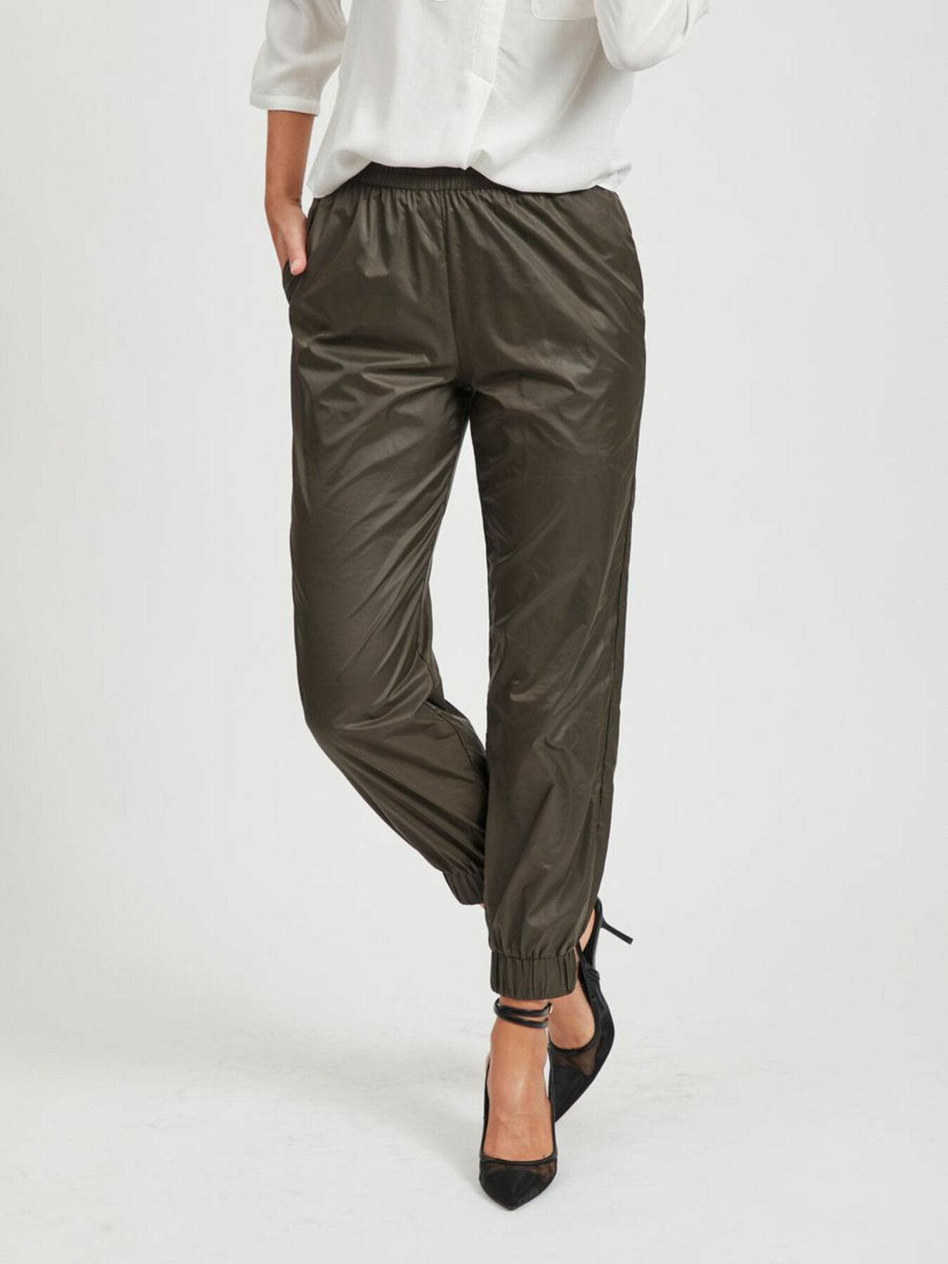 Lässige Hose "gldMIXSA" mit elastischem Bund in khaki