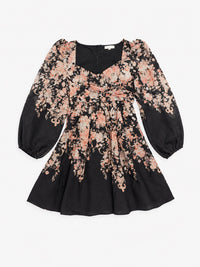 Kurzes Kleid "gldVITTORIA" mit zauberhaftem Blumenprint in schwarz