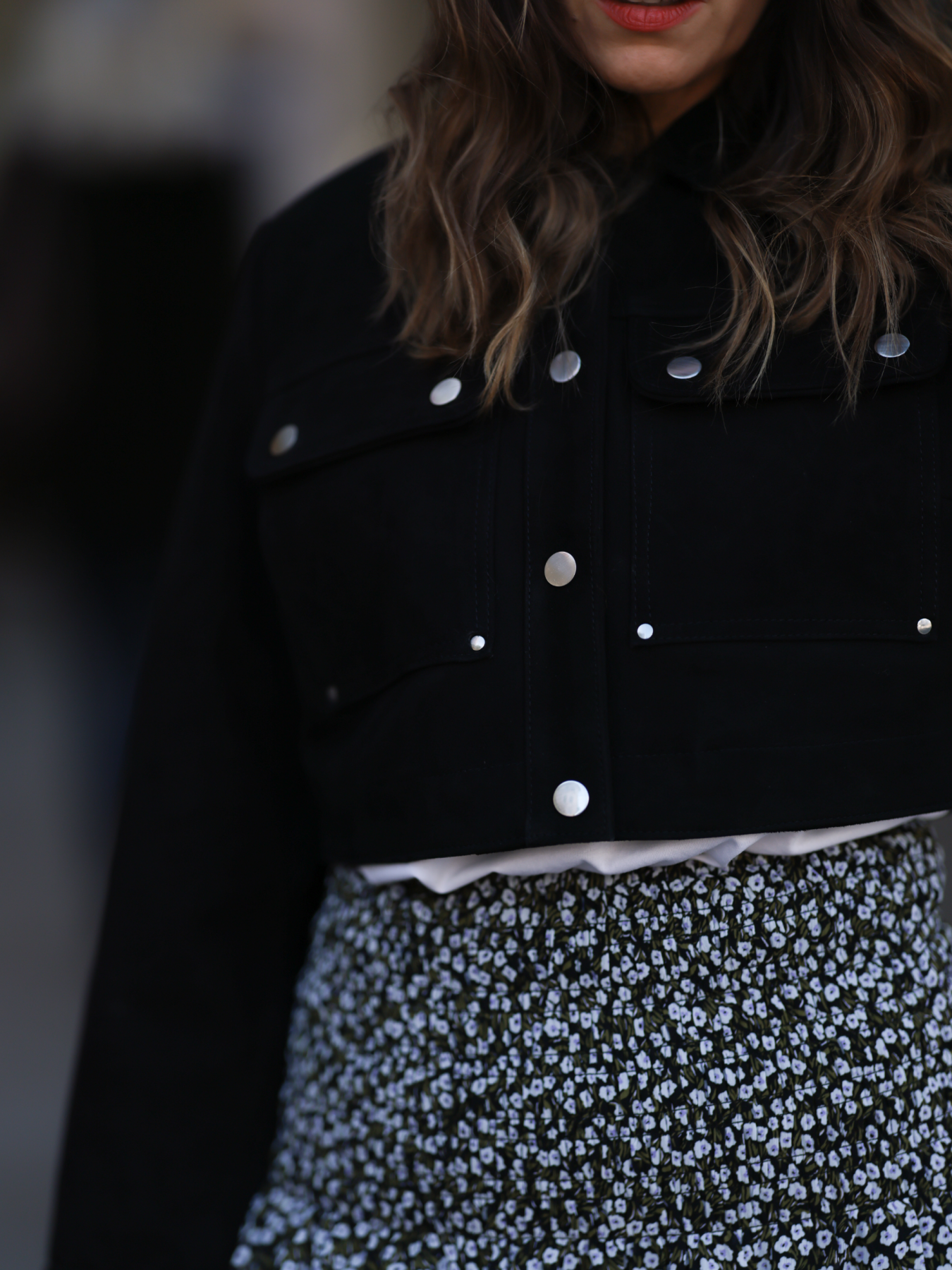 Gecroppte Wildlederjacke "gldANNA" in schwarz
