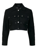 Gecroppte Wildlederjacke "gldANNA" in schwarz