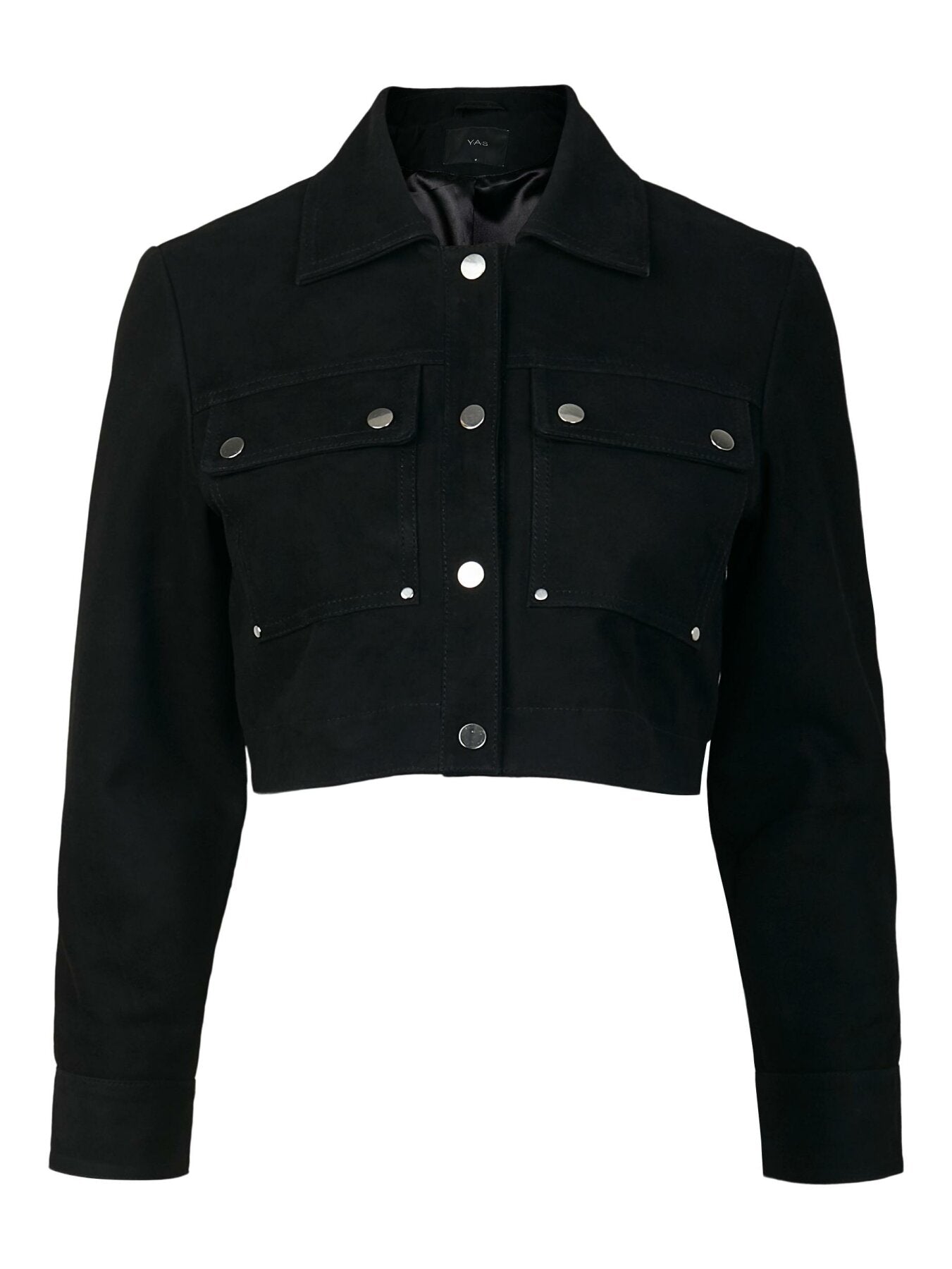 Gecroppte Wildlederjacke "gldANNA" in schwarz