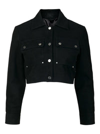 Gecroppte Wildlederjacke "gldANNA" in schwarz