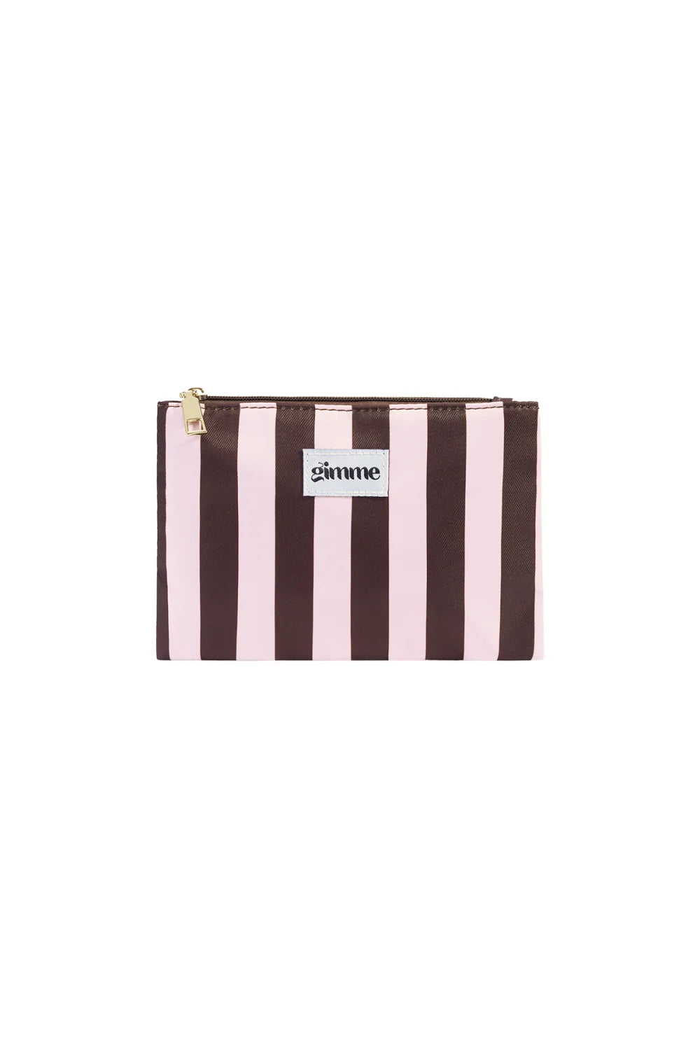 Flache Make-up-Bag "gldSTRIPES" in braun/rosa