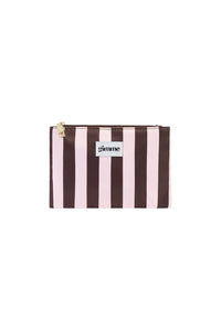 Flache Make-up-Bag "gldSTRIPES" in braun/rosa