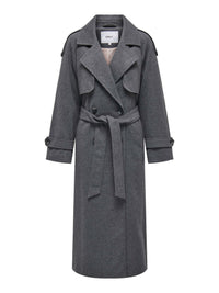 Langer grauer Trenchcoat "gldMAISY" mit Wolle