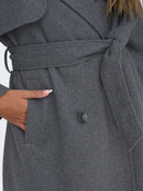 Langer grauer Trenchcoat "gldMAISY" mit Wolle