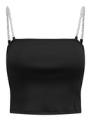 Top "gldUNINA" mit Perlenträgern Black