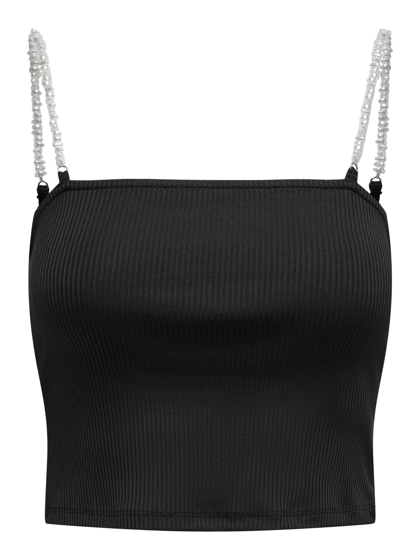 Top "gldUNINA" mit Perlenträgern Black