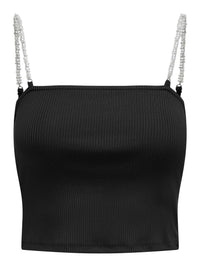 Top "gldUNINA" mit Perlenträgern Black