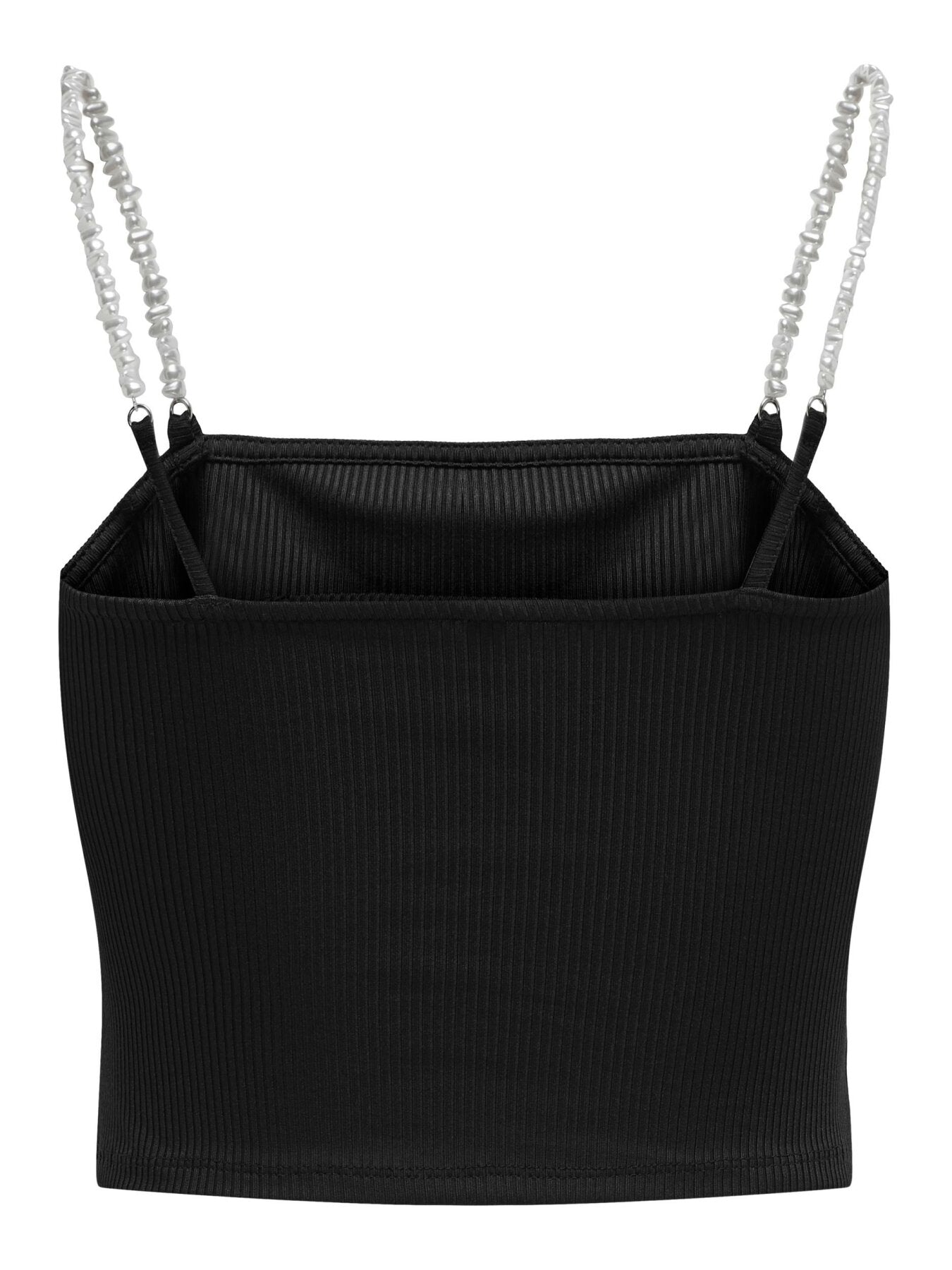 Top "gldUNINA" mit Perlenträgern Black